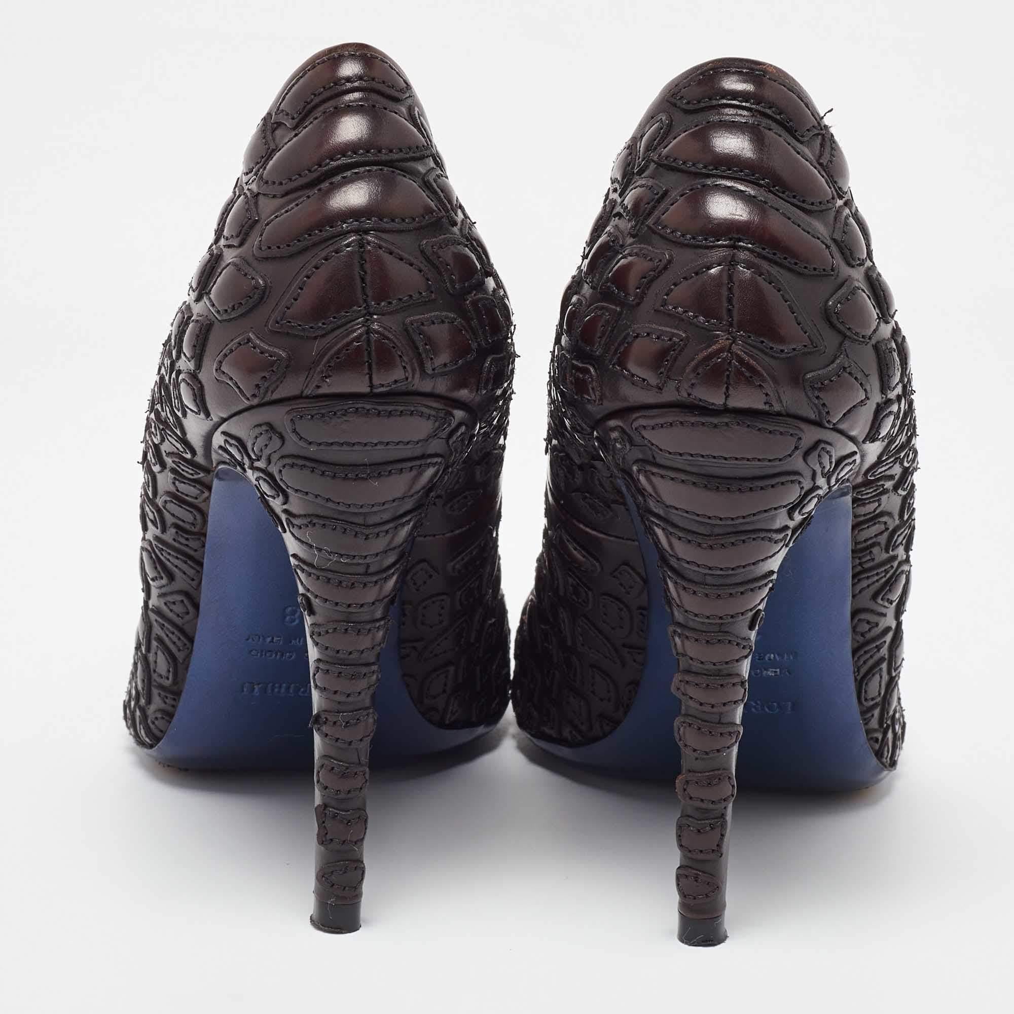 Women's Loriblu Brown Leather Pointed Toe Pumps Size 38 For Sale