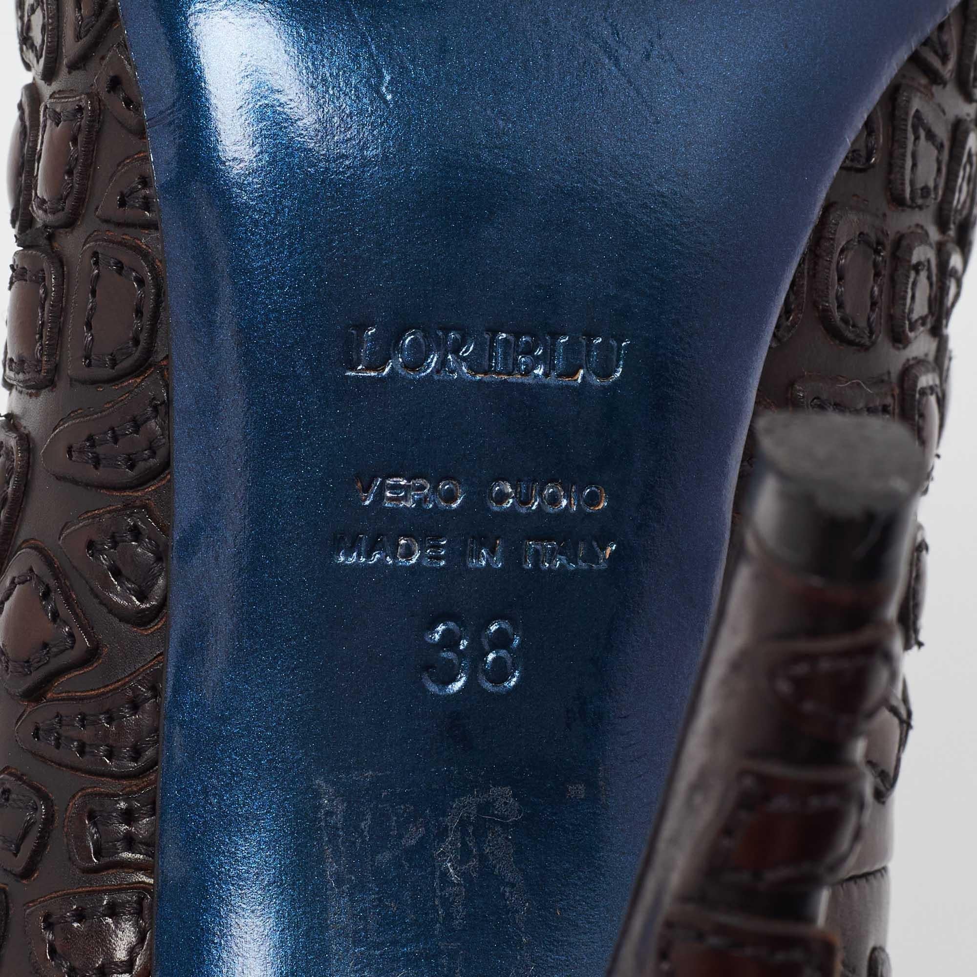 Loriblu Brown Leather Pointed Toe Pumps Size 38 For Sale 3