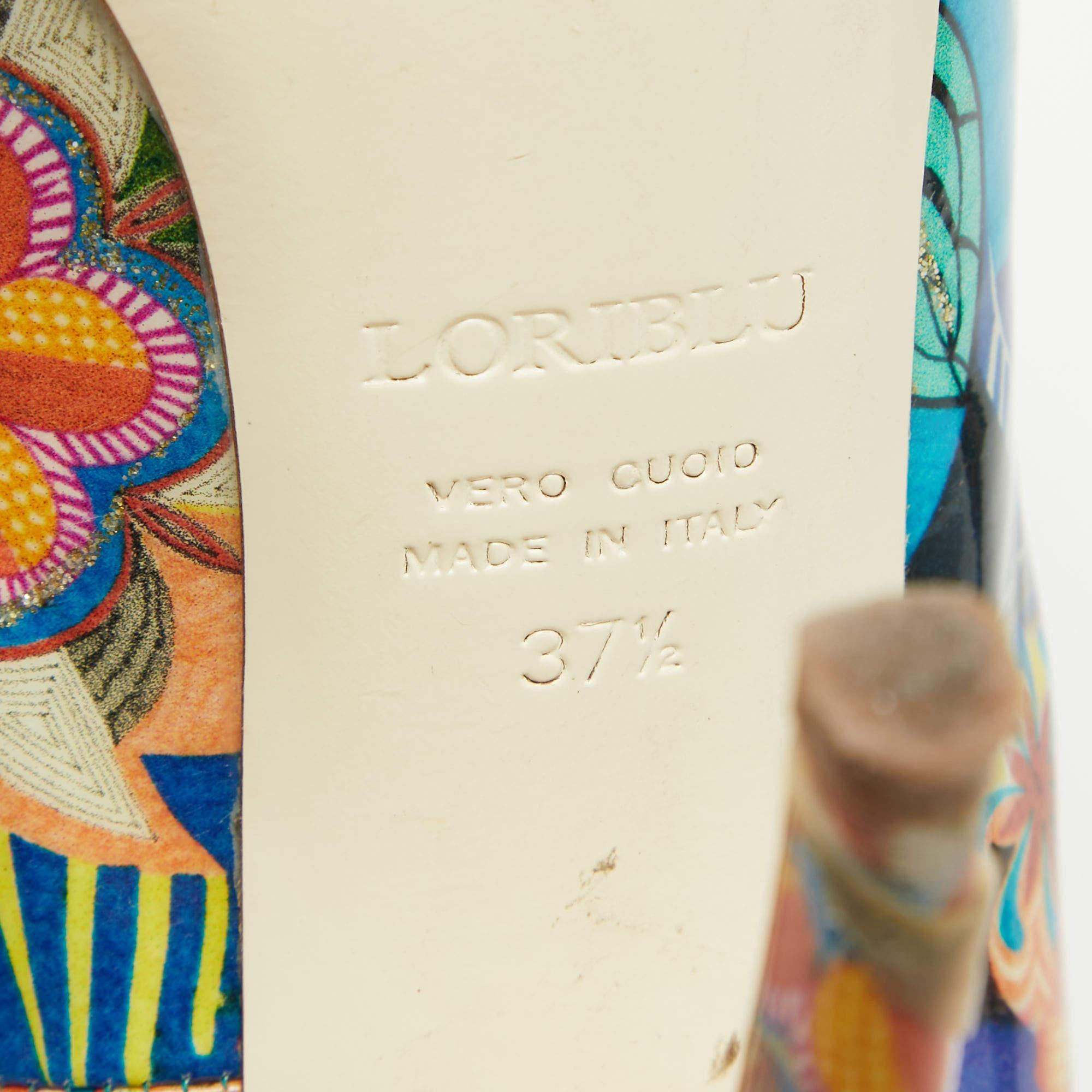 Loriblu, vernice multicolore, punta di diamante, pompe con plateau, misura 37,5 in vendita 2