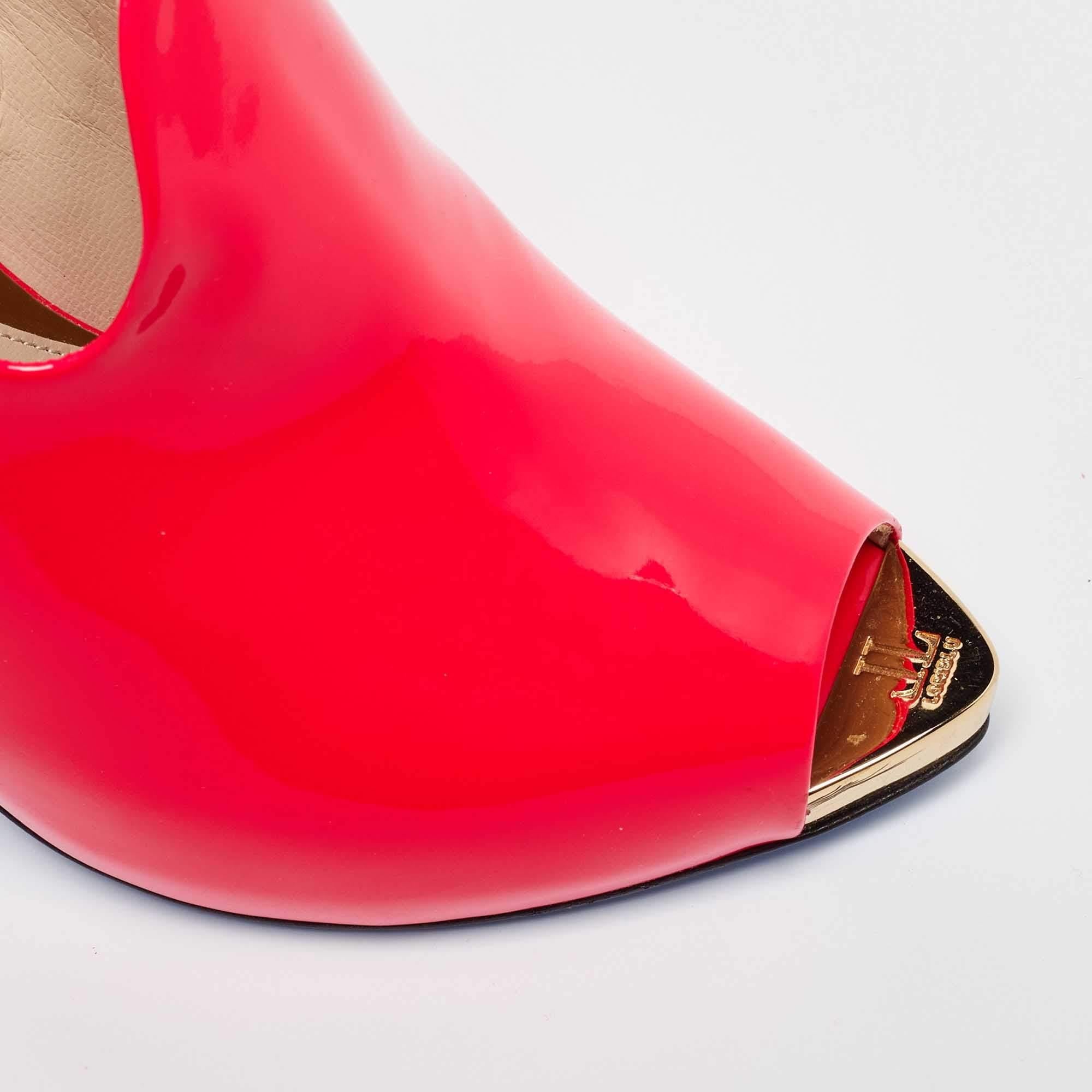 Bottines Loriblu roses en cuir verni avec fermeture éclair, taille 37 en vente 2
