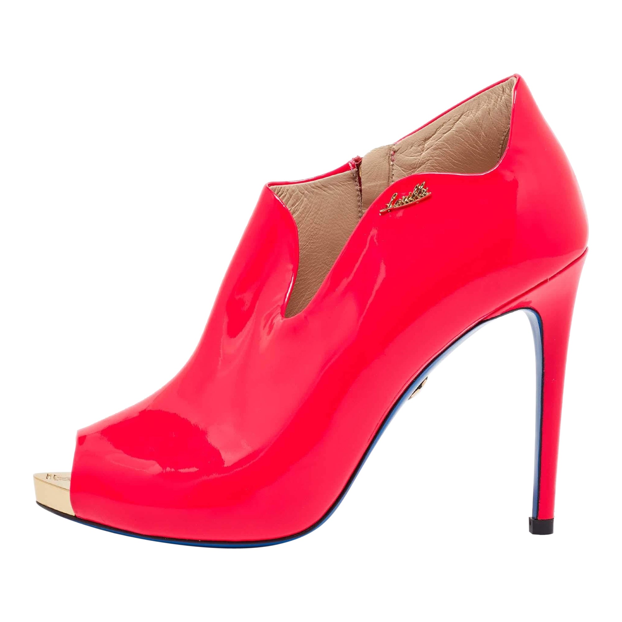 Bottines Loriblu roses en cuir verni avec fermeture éclair, taille 37