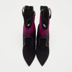 Loriblu Purple/Black Ombre Calf Hair and Suede Pointed Toe Ankle Boots Size 41