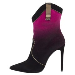 Loriblu Purple/Black Ombre Calf Hair and Suede Pointed Toe Ankle Boots Size 41