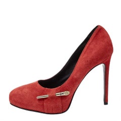 Loriblu Red Suede Crystal Embellished Platform Pumps Size 36
