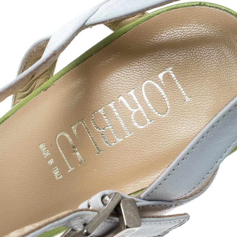 Loriblu White Leather Ankle Strap Peep Toe Platform Sandals Size 40 2