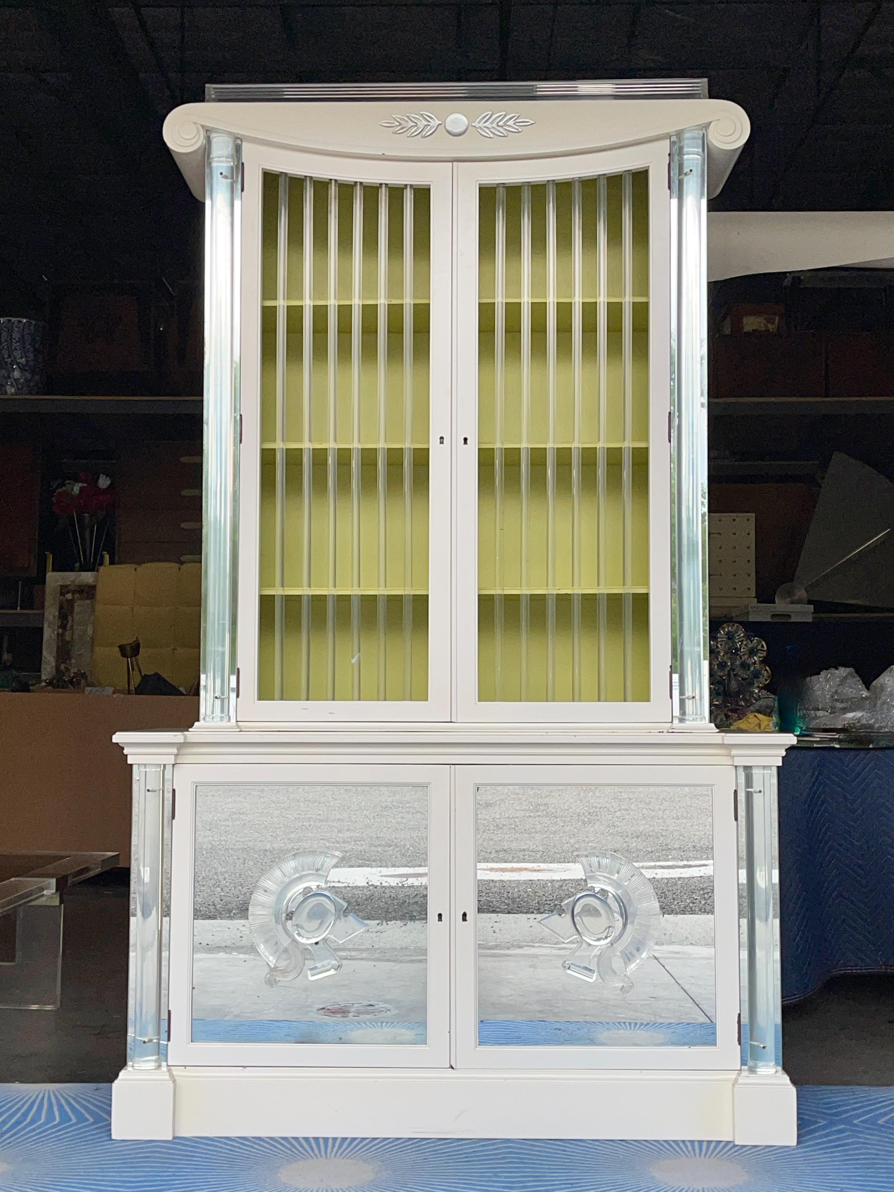 white and gold china cabinet