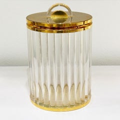 Seau à glace cannelé Lorin Marsh avec couvercle et bordure plaqué or, vers 1970