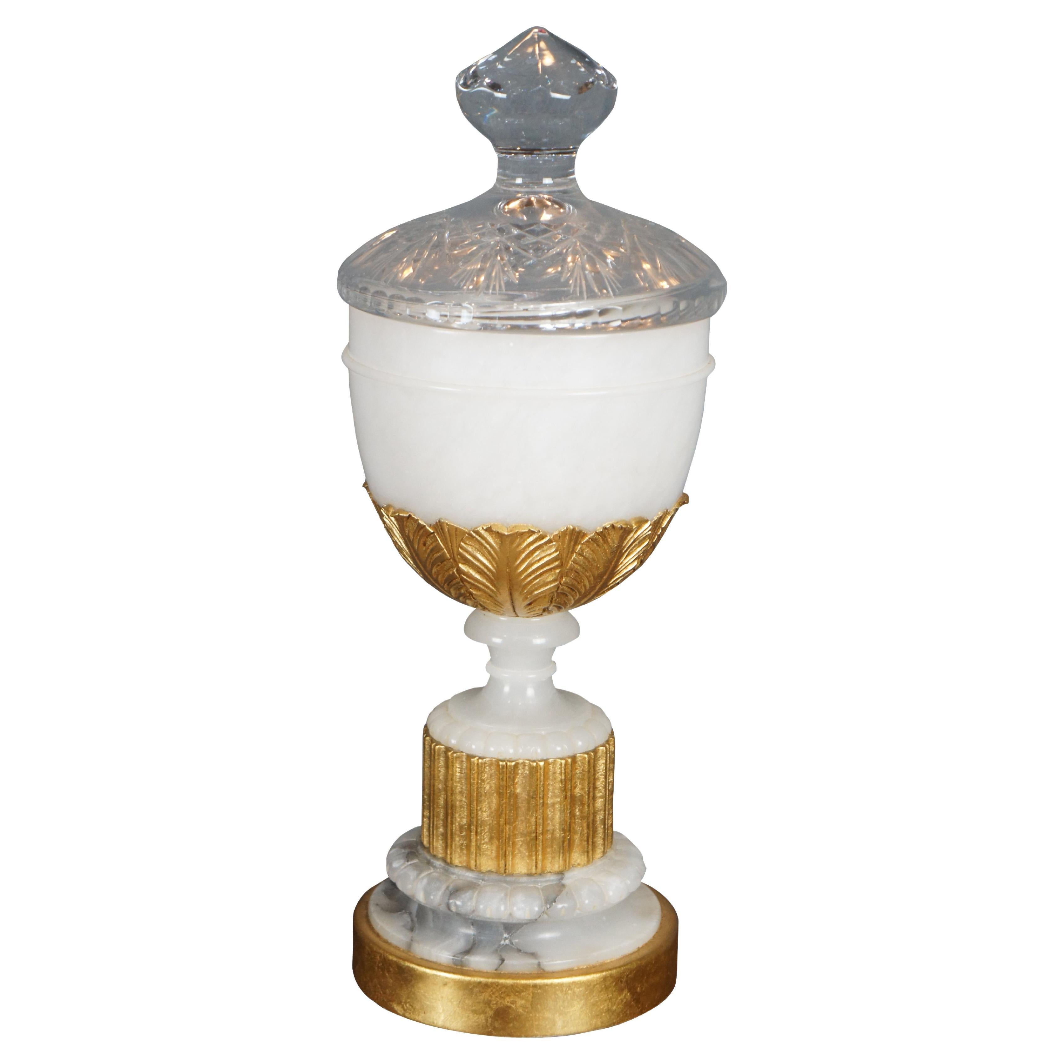 Vase urne trophée Lorin Marsh et cristal taillé 24 carats peint en or 22 po