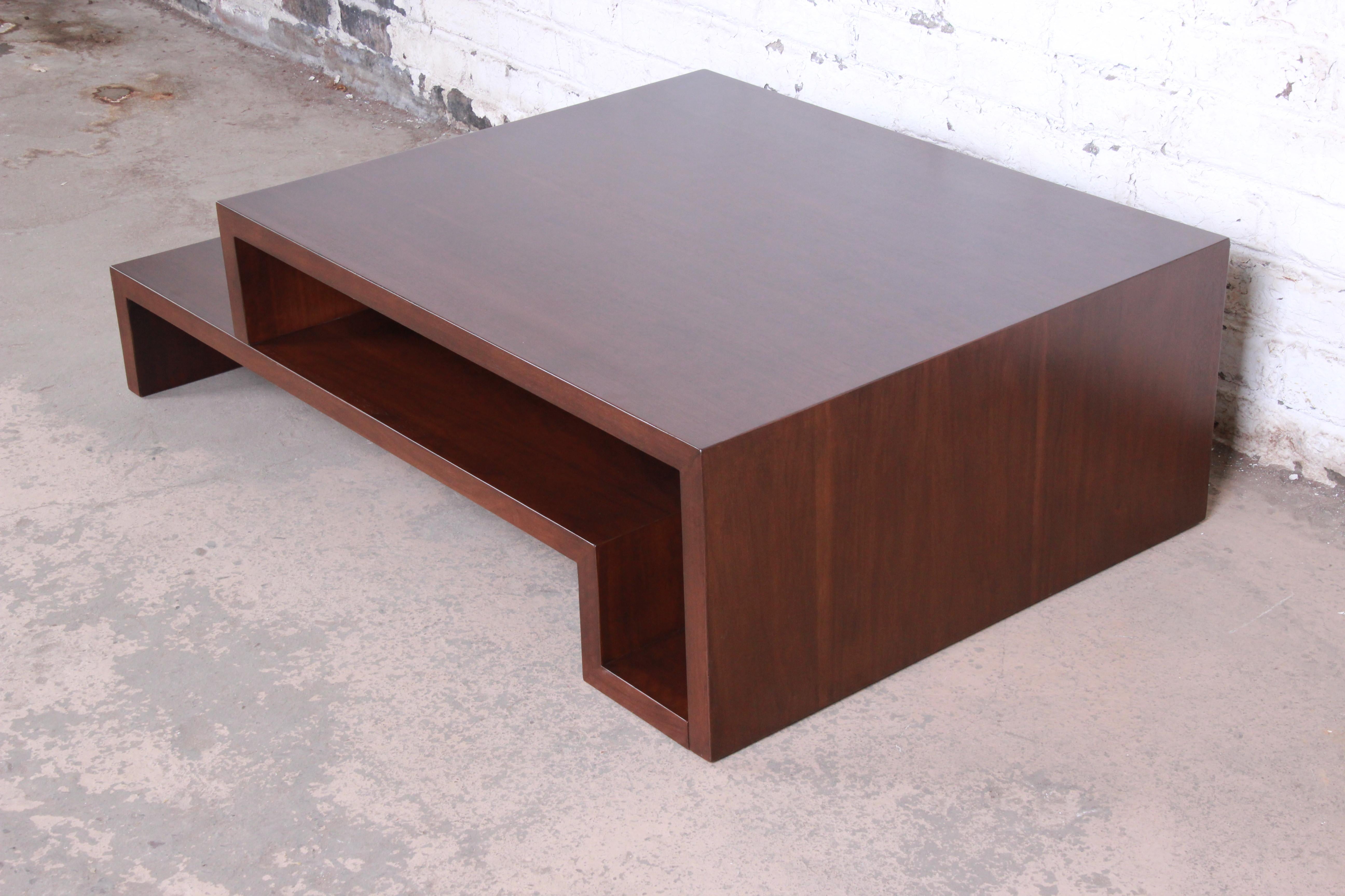 Lorin Marsh Modern Walnut Two-Tier Coffee Table, Newly Refinished 8