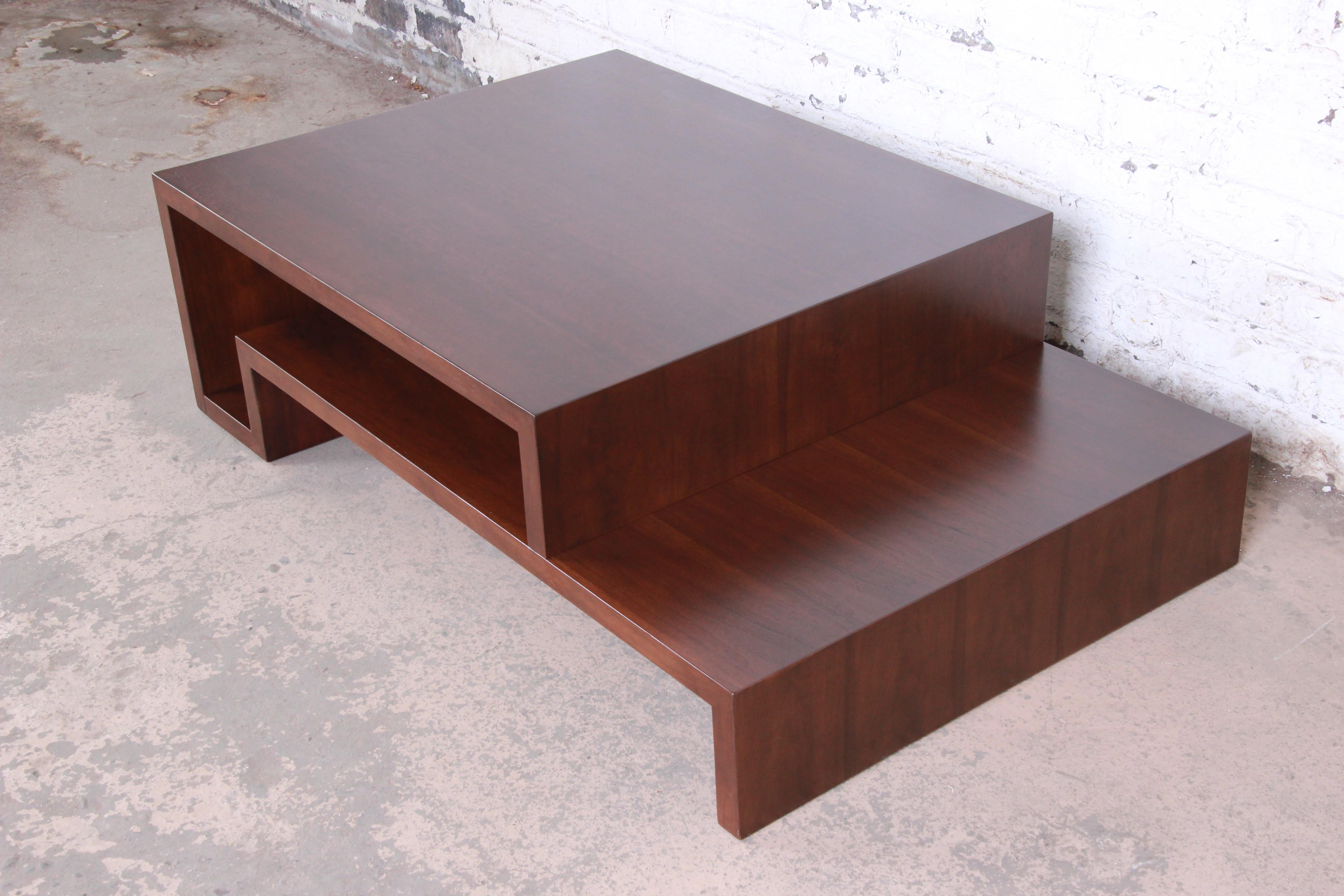 Lorin Marsh Modern Walnut Two-Tier Coffee Table, Newly Refinished 2