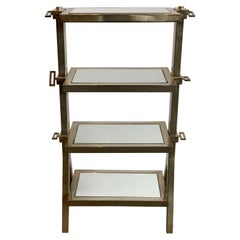 Lorin Marsh Nickel-Plated Four-Tier Mirrored Glass Shelf or Étagère