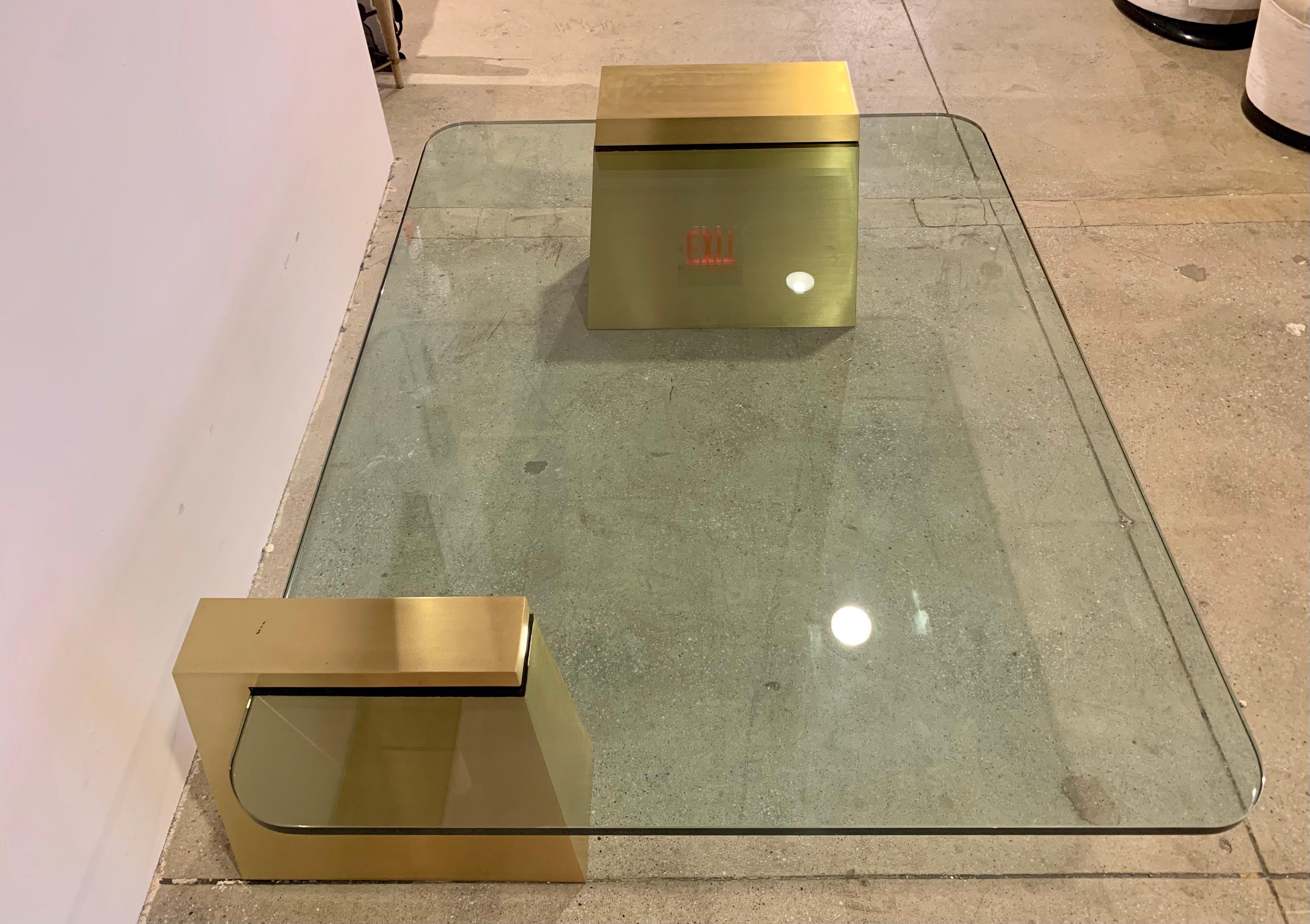 Brass Lorin Marsh Plinth 1980s Coffee Table