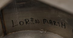 Lorin Marsh Signed Stainless Steel Lazy Susan Cocktail / Coffee Table, 1980s