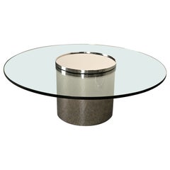 Lorin Marsh Signed Stainless Steel Lazy Susan Cocktail / Coffee Table, 1980s