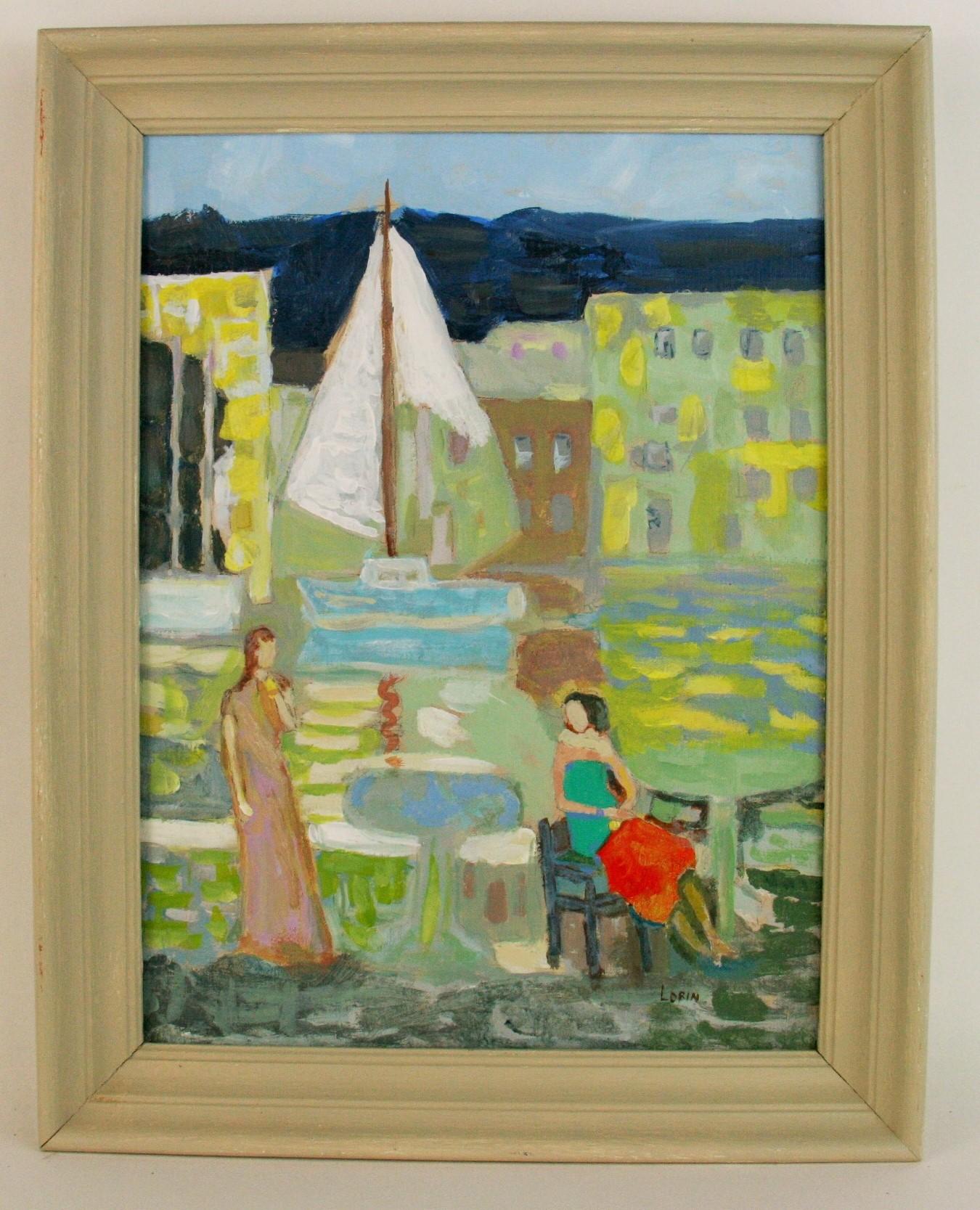   Saint Tropez Yacht Harbor Figurative Landscape  Painting For Sale 4