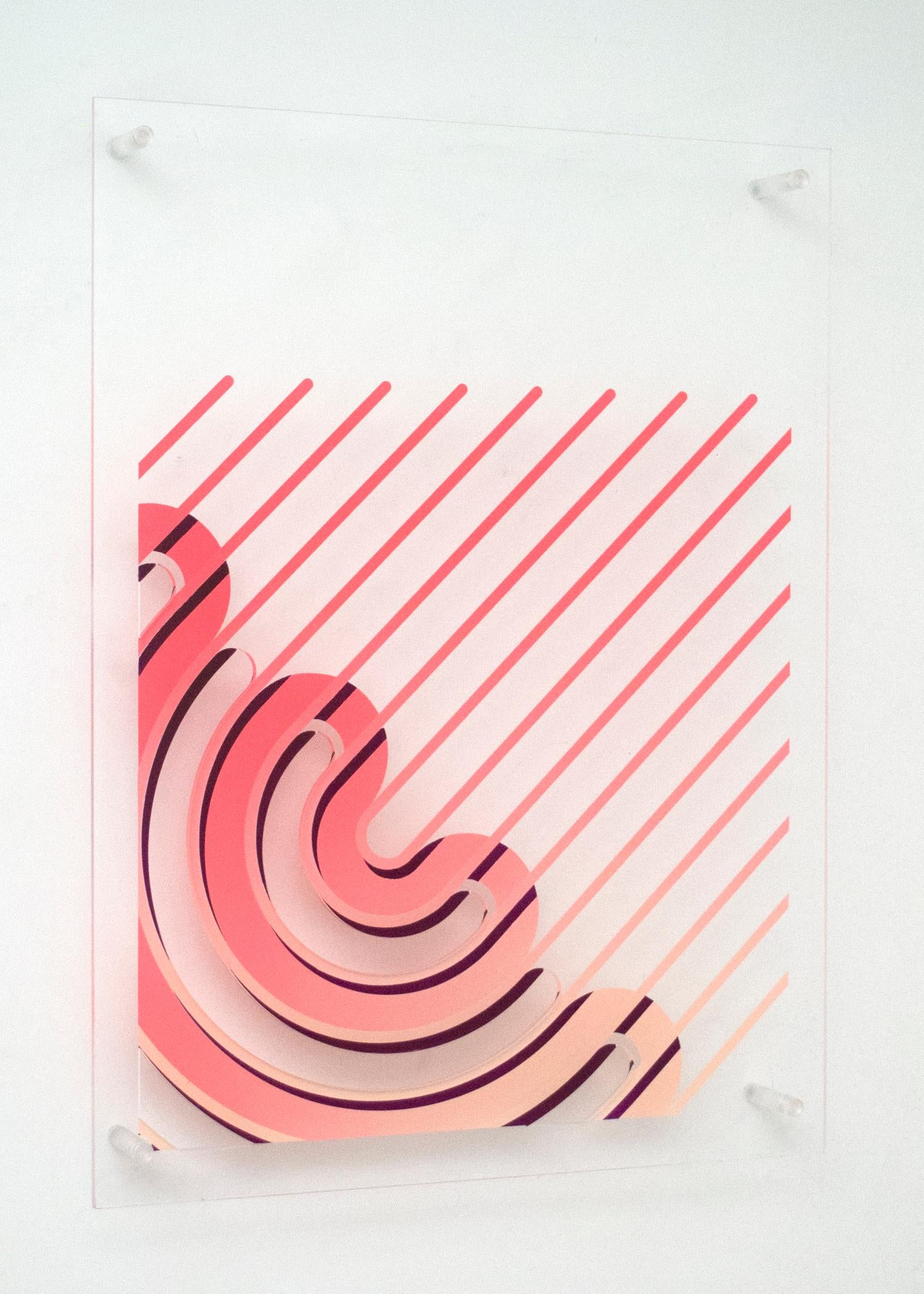 (untitled - rounded annular sectors  with removed parts #2) - Pink Abstract Painting by Loring Taoka