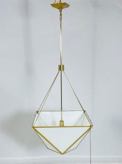"Lorino" Chandelier in Brass & White Glass by Julie Neill for Visual Comfort