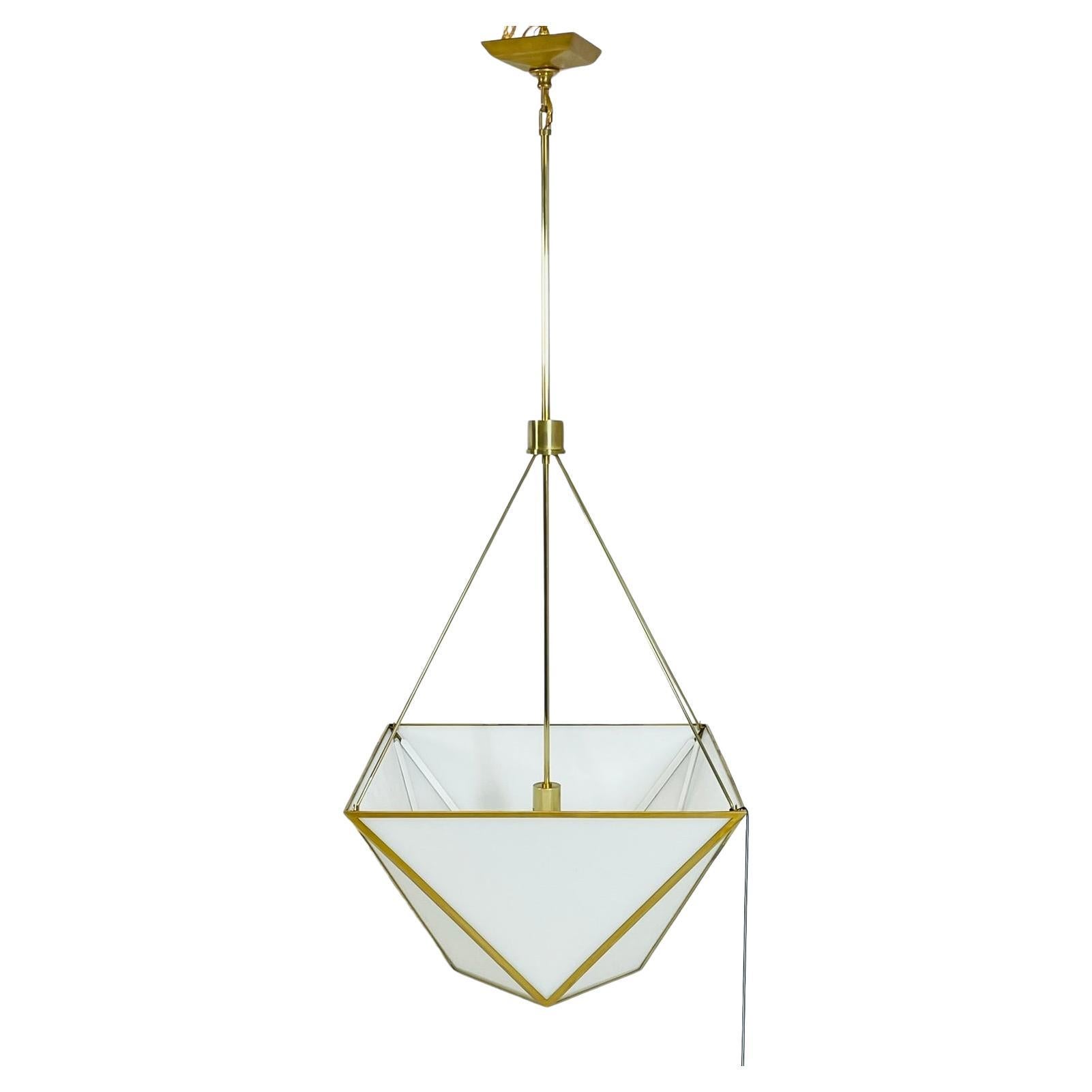 "Lorino" Chandelier in Brass & White Glass by Julie Neill for Visual Comfort For Sale