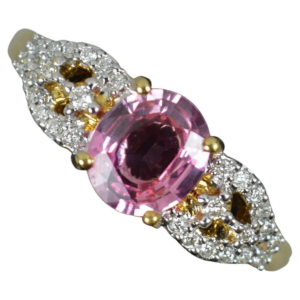 Lorique 18ct Gold Pink Sapphire and Diamond Cluster Ring