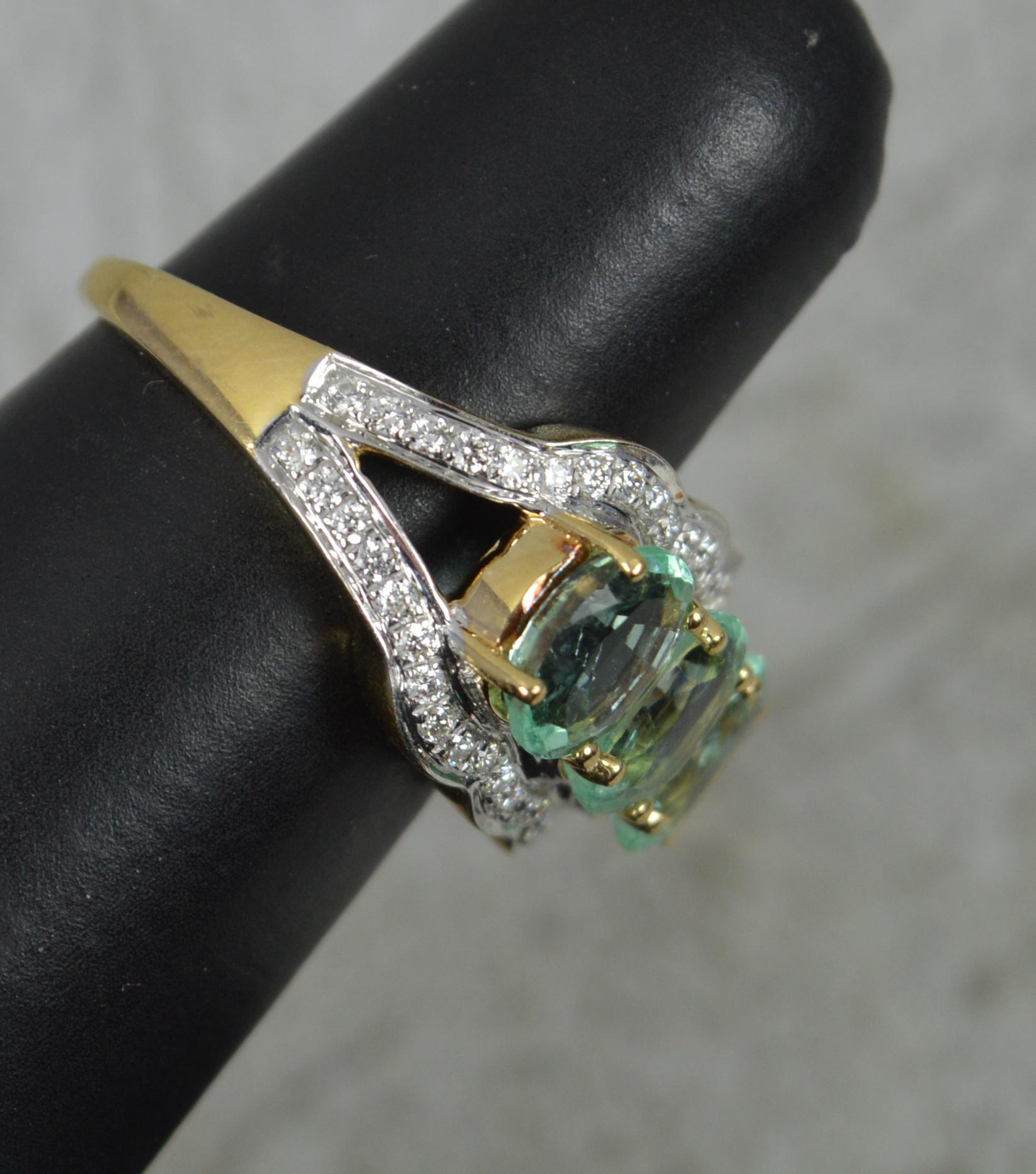 Lorique Natural Paraiba Tourmaline and Diamond 18ct Gold Trilogy Cluster Ring 6