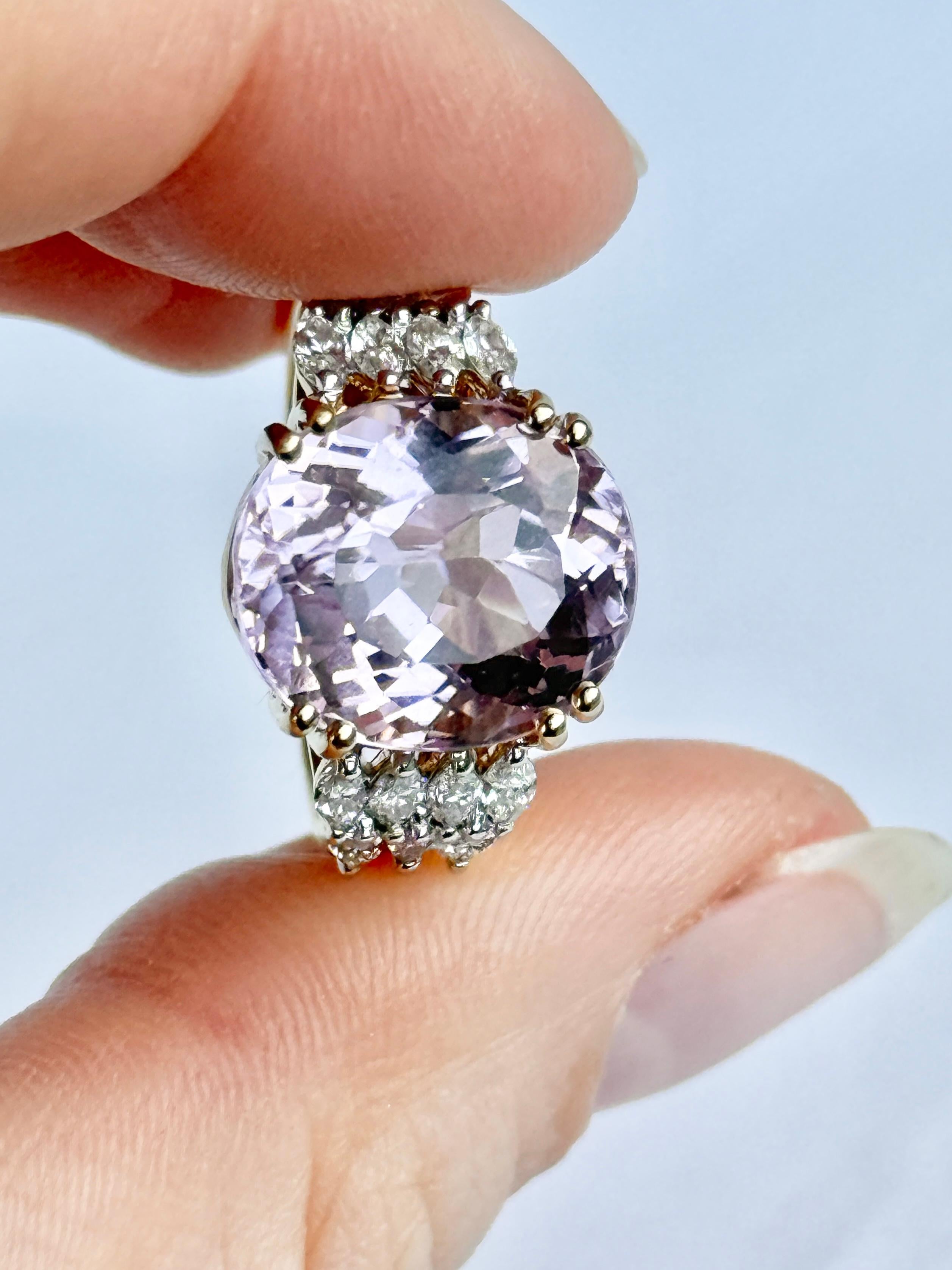 Lorique Pink Kunzite and Diamond 18 Carat Gold Cocktail Ring im Angebot 1