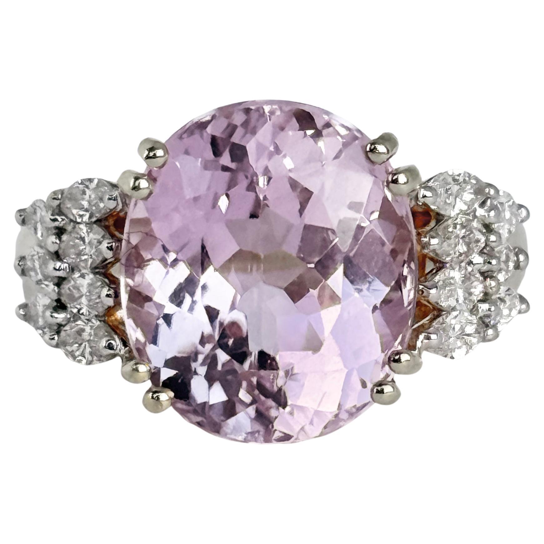 Lorique Pink Kunzite and Diamond 18 Carat Gold Cocktail Ring