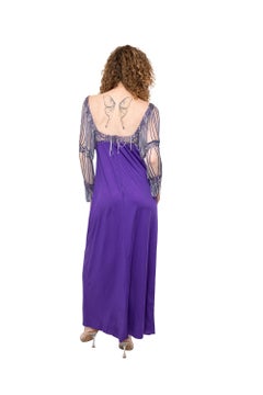 Loris Azzaro 1971 – Jerseykleid in Lila mit Metallketten-Mesh-Optik