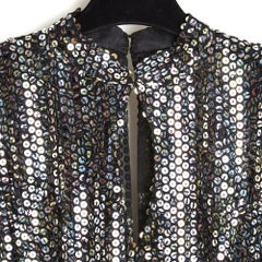 Loris Azzaro 1980 Robe Paillette FR36 Haute Couture Black Glitter Dress UK8 US6