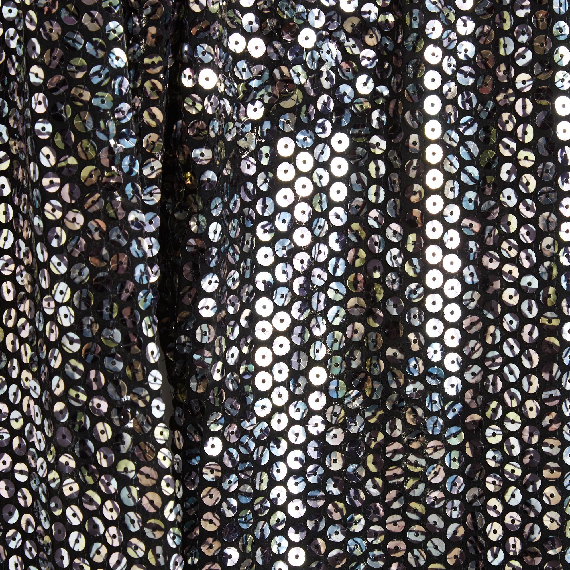 Loris Azzaro 1980 Robe Paillette FR36 Haute Couture Schwarzes Glitzerkleid UK8 US6 Damen im Angebot