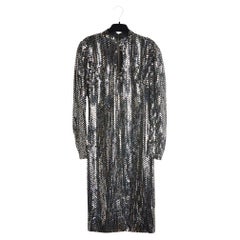 Loris Azzaro 1980 Robe Paillette FR36 Haute Couture Black Glitter Dress UK8 US6