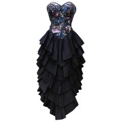 Loris Azzaro beautiful evening set composed of black taffeta