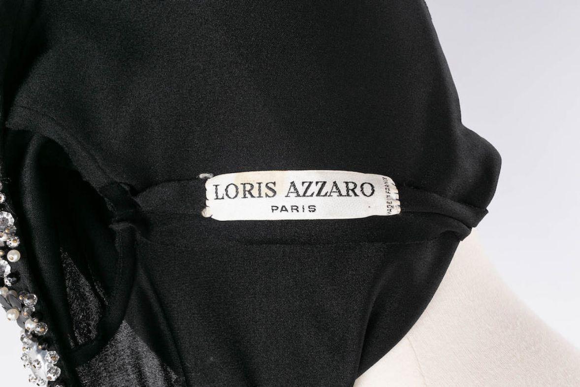 Loris Azzaro - Robe en viscose brodée noire et argentée 3