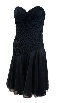 Loris Azzaro Black Strapless Party Dress with Red Underskirt, 1980s