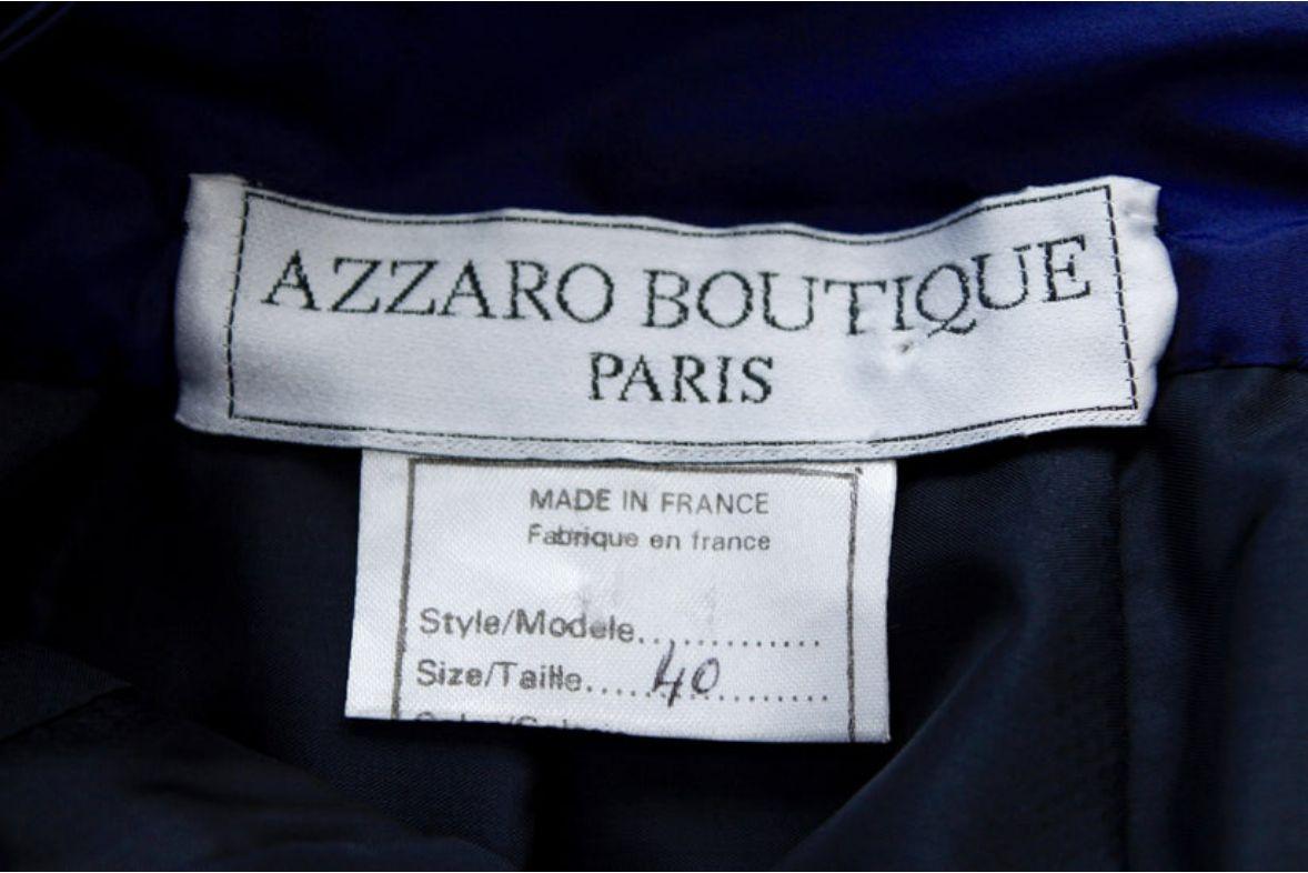 Loris Azzaro Bustier and Skirt Set in Midnight Blue Taffeta For Sale 7
