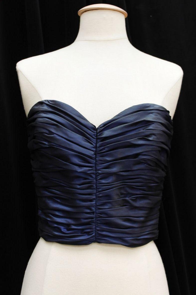 Loris Azzaro Bustier and Skirt Set in Midnight Blue Taffeta For Sale 1