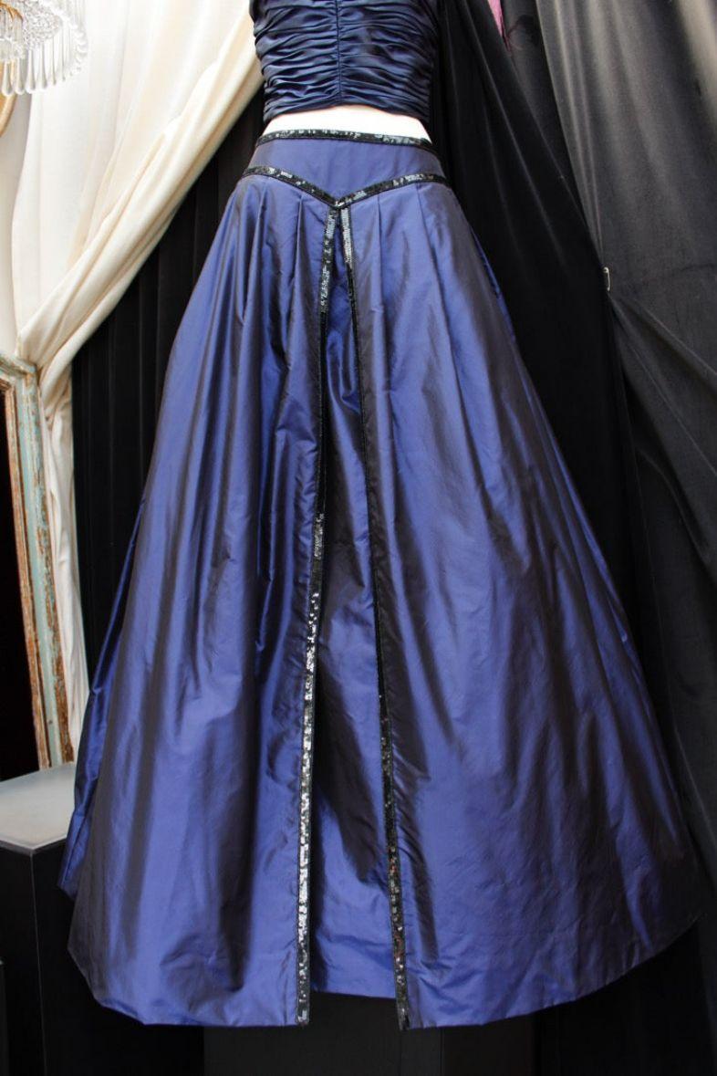 Loris Azzaro Bustier and Skirt Set in Midnight Blue Taffeta For Sale 3