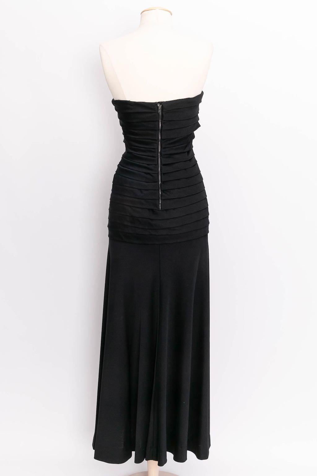 Black Loris Azzaro bustier Long Silk Jersey Dress, Size 36FR For Sale