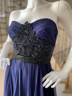 Loris Azzaro Couture robe de soirée bleue à sequins des années 1980