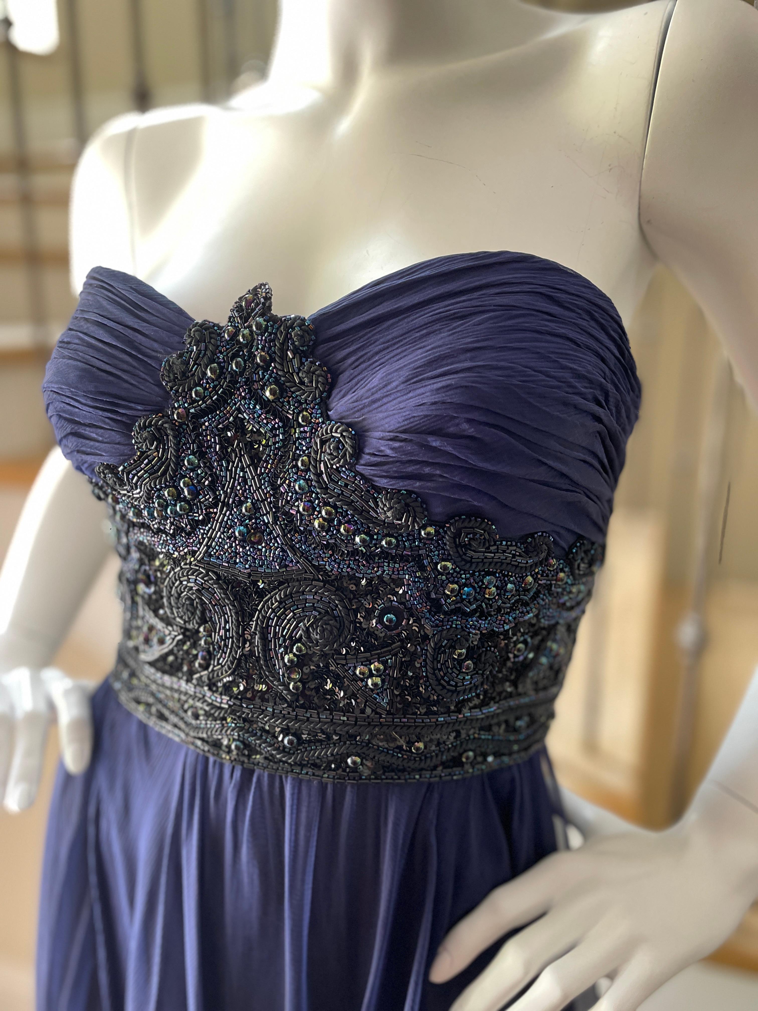 Loris Azzaro Couture 1980's Blue Sequin Evening Dress  In Good Condition For Sale In Cloverdale, CA