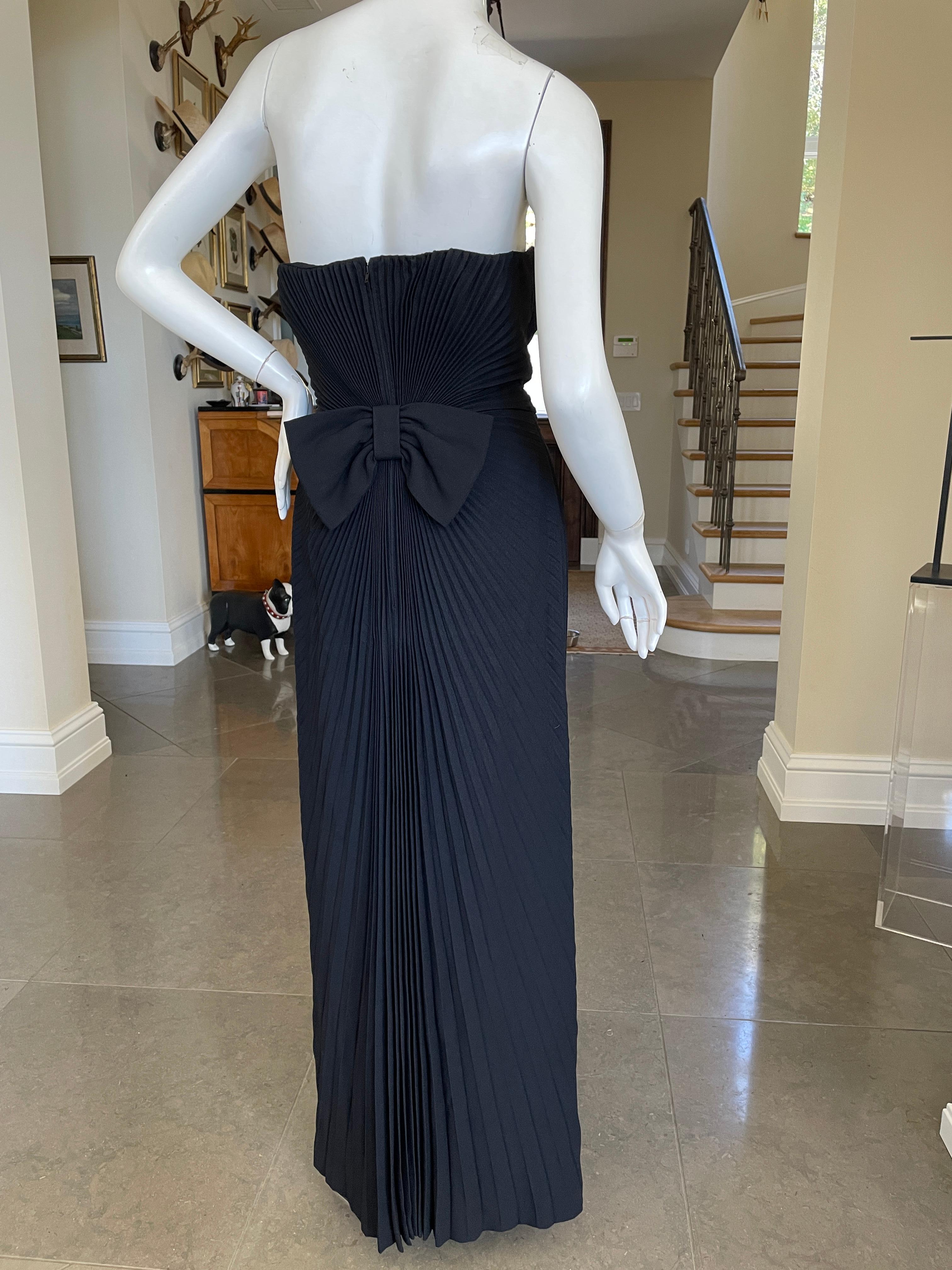Loris Azzaro Couture 80's Strapless Pleated Evening Dress w Crystal Heart Accent For Sale 4