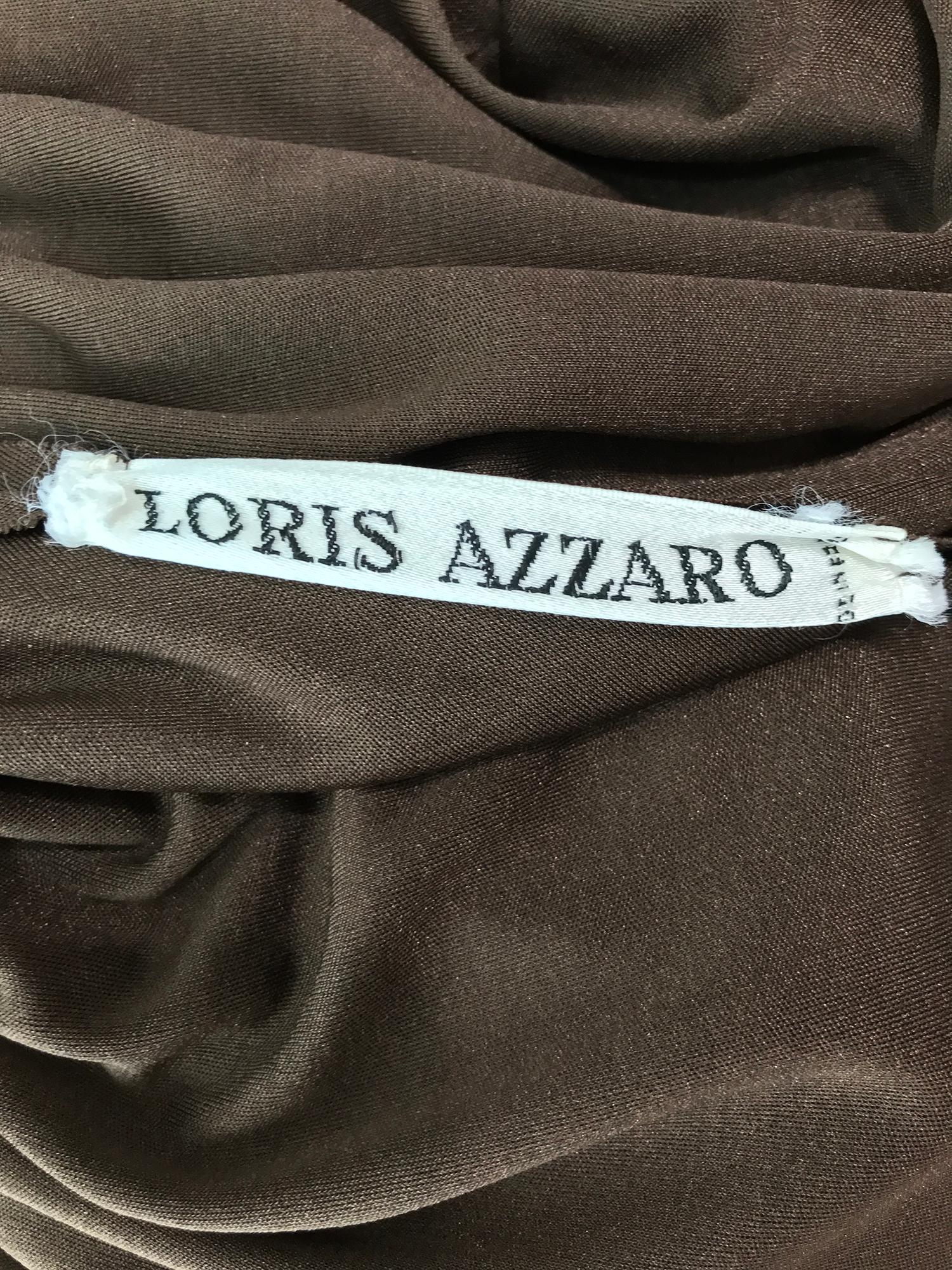 Loris Azzaro Couture Chocolate Brown Silky Jersey Full Length Hooded Cape 1970s For Sale 3