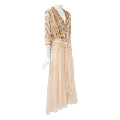 Vintage Loris Azzaro Couture Hand Beaded Evening Dress