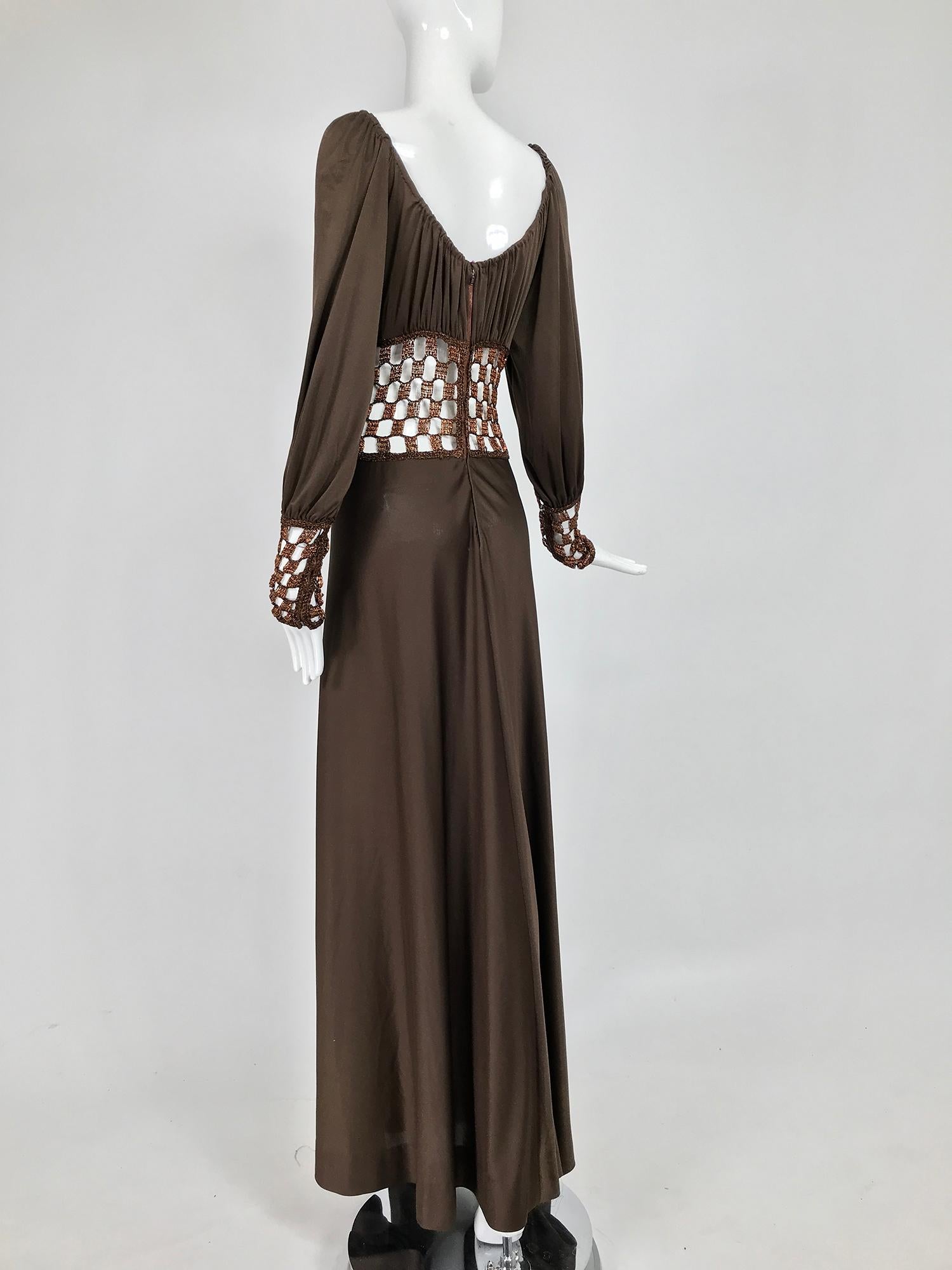 Black Loris Azzaro Couture Metal Chain and Silky Jersey Maxi Dress  1970s 