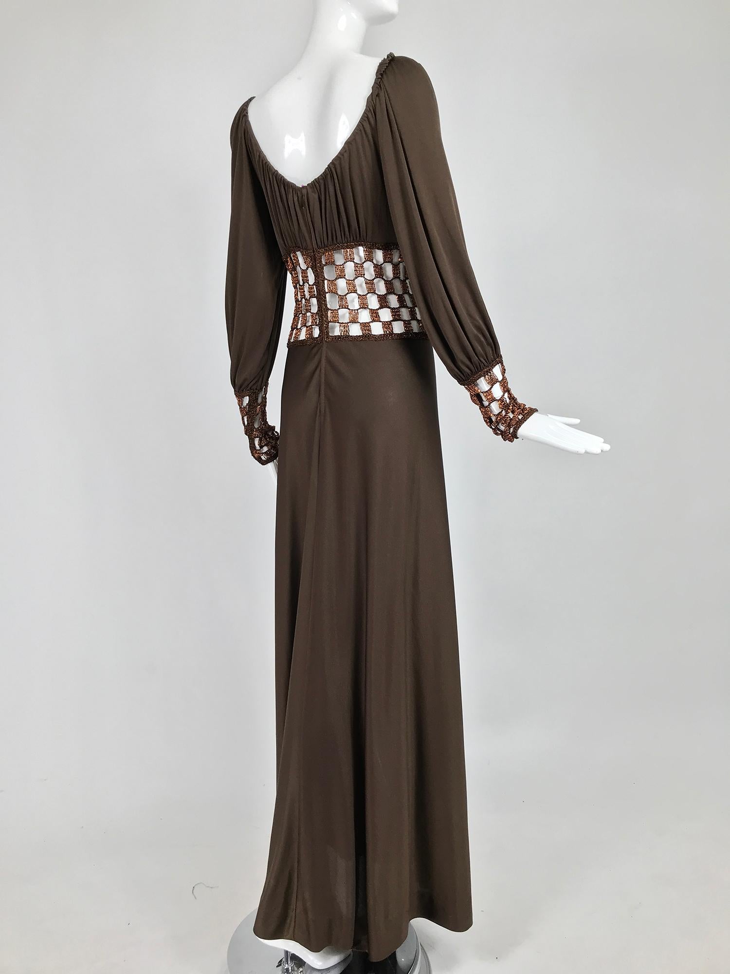Loris Azzaro Couture Metal Chain and Silky Jersey Maxi Dress  1970s  In Good Condition In West Palm Beach, FL
