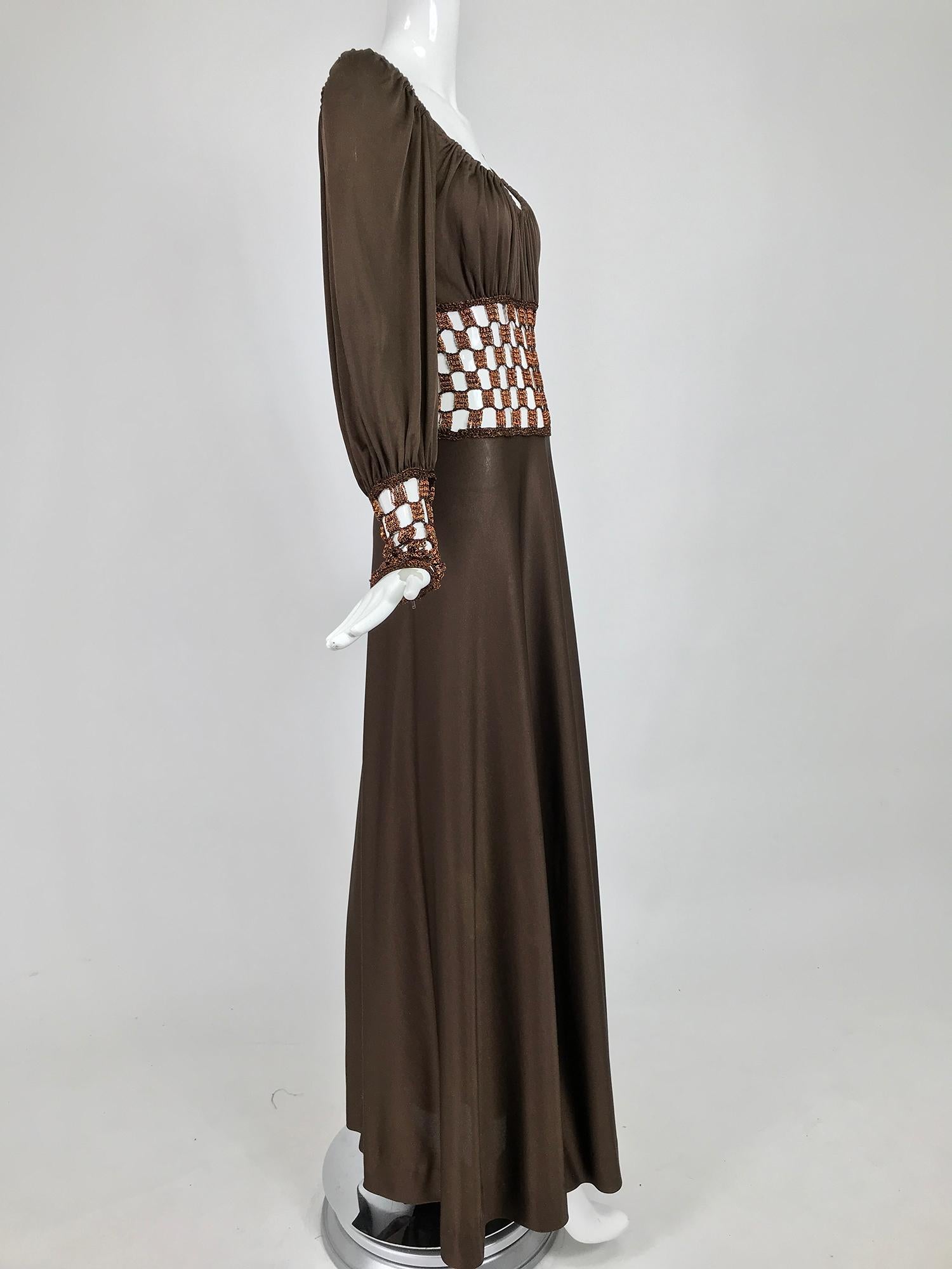 Women's Loris Azzaro Couture Metal Chain and Silky Jersey Maxi Dress  1970s 