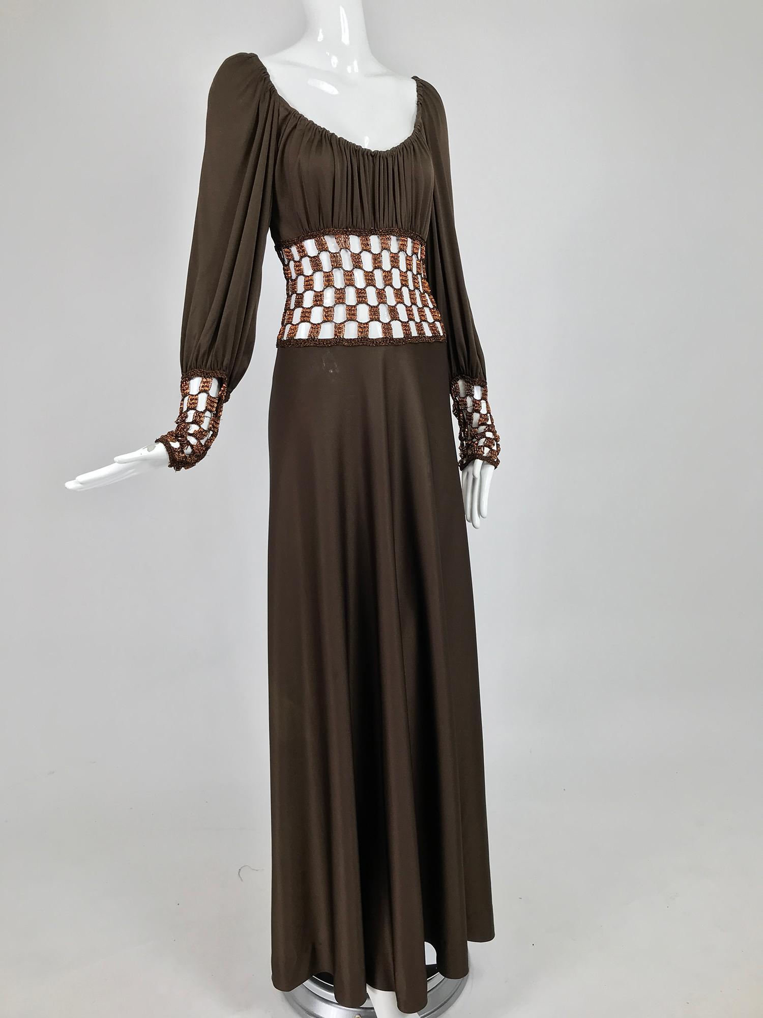 Loris Azzaro Couture Metal Chain and Silky Jersey Maxi Dress  1970s  1