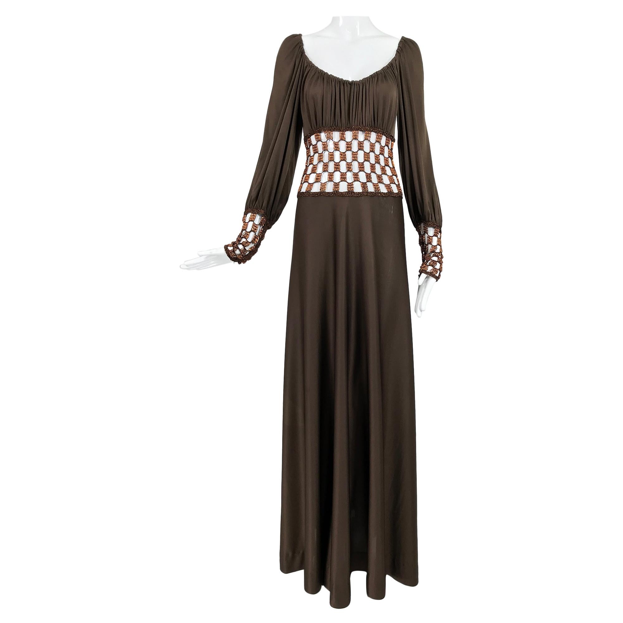 Loris Azzaro Couture Metal Chain and Silky Jersey Maxi Dress  1970s 