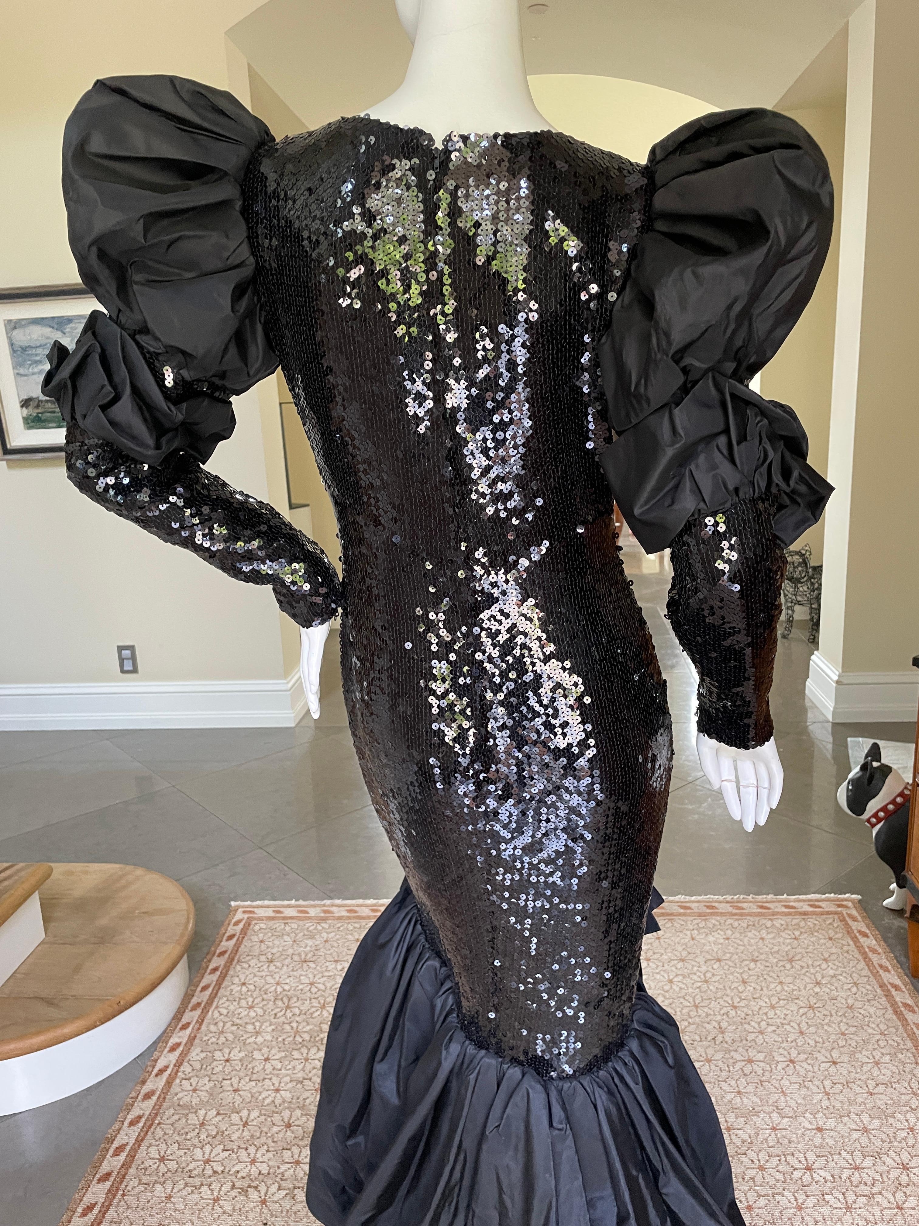 Loris Azzaro Couture Outstanding 1980's Black Sequin Mermaid Dress For Sale 2