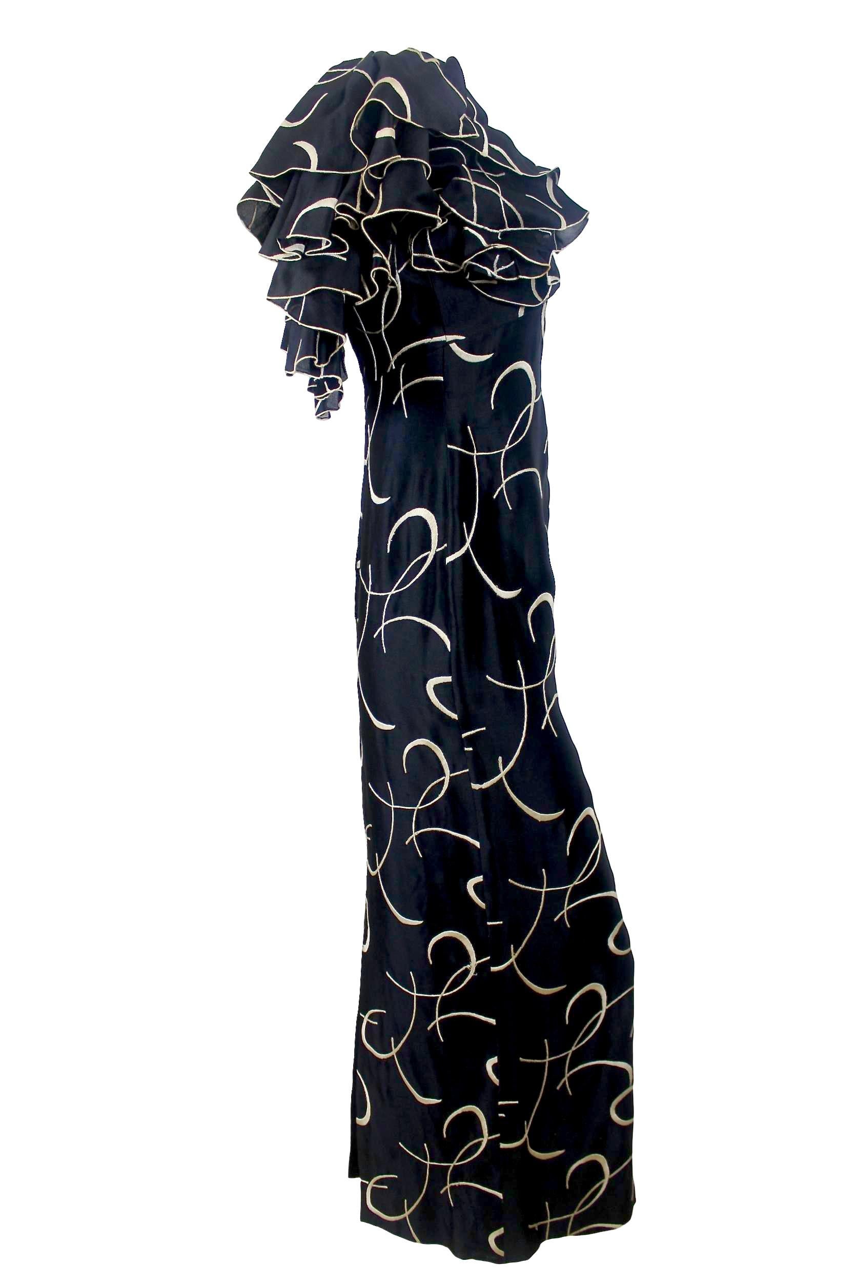 Loris Azzaro Couture Silk Embroidered Evening Dress For Sale 8