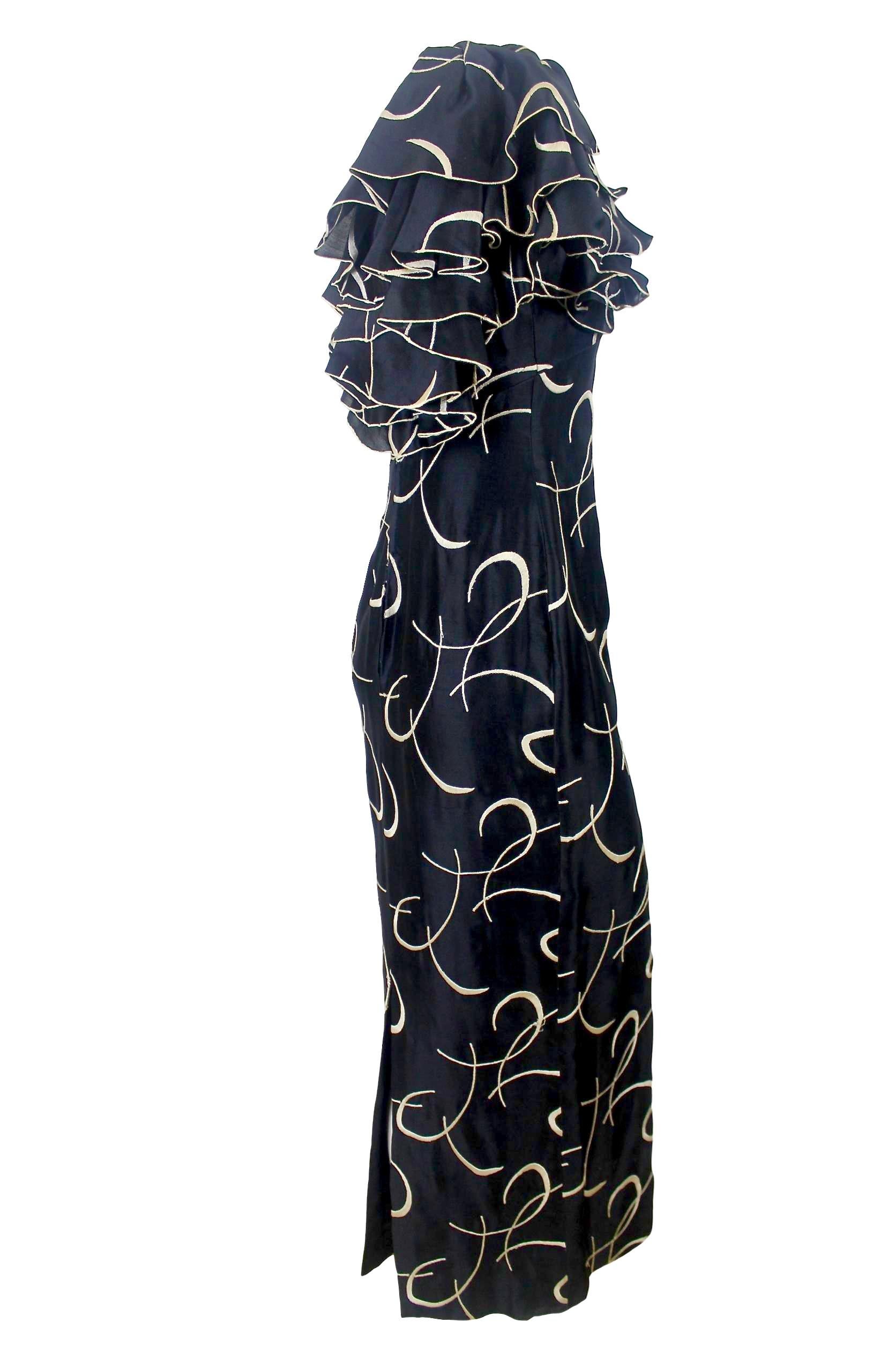Loris Azzaro Couture Silk Embroidered Evening Dress For Sale 10